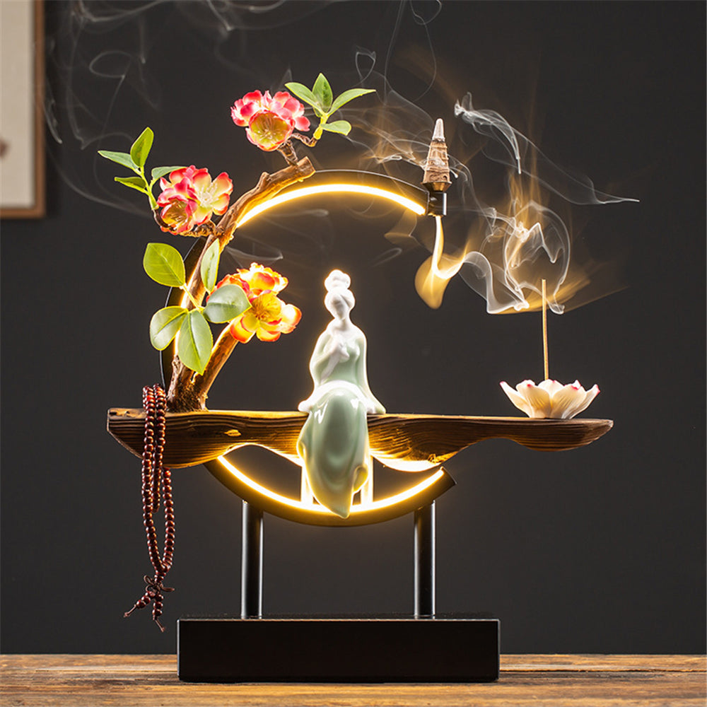 Ceramic Stylish Wood Incense Burner + 20 Free Cones