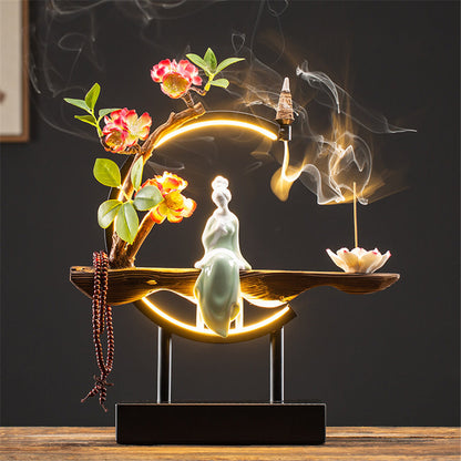 Ceramic Stylish Wood Incense Burner + 20 Free Cones