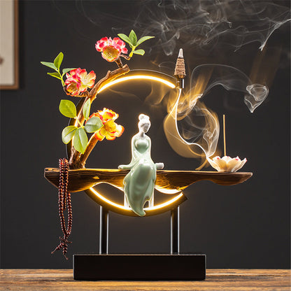 Ceramic Stylish Wood Incense Burner + 20 Free Cones