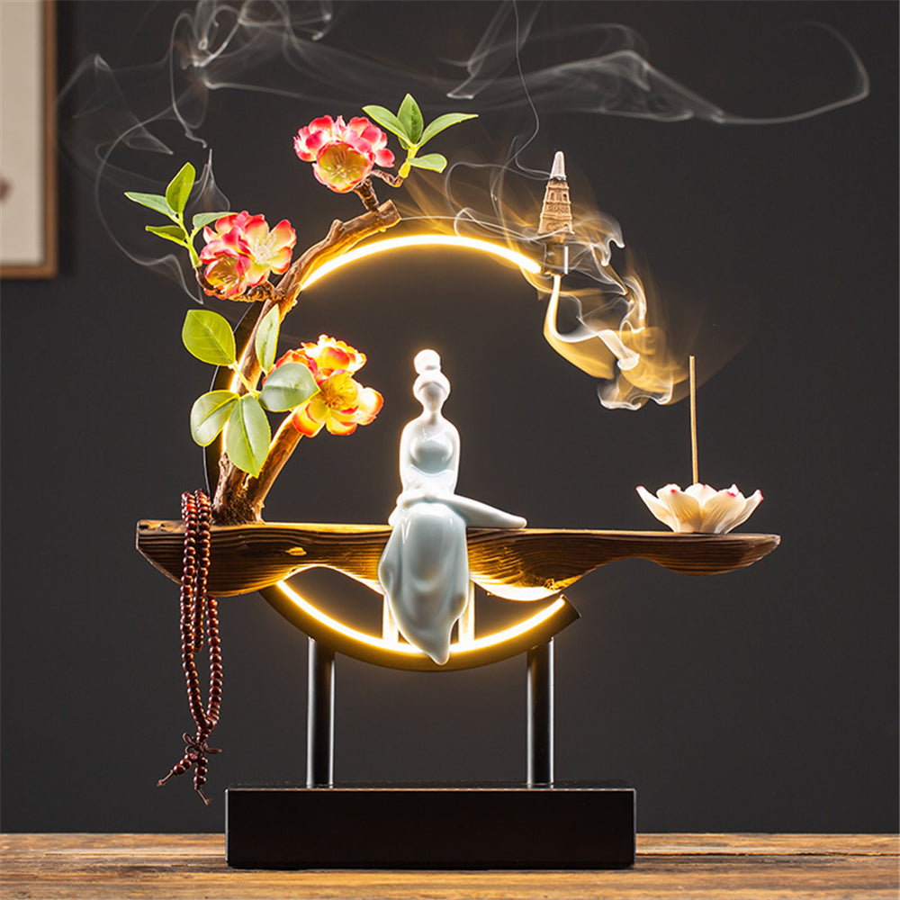 Ceramic Stylish Wood Incense Burner + 20 Free Cones